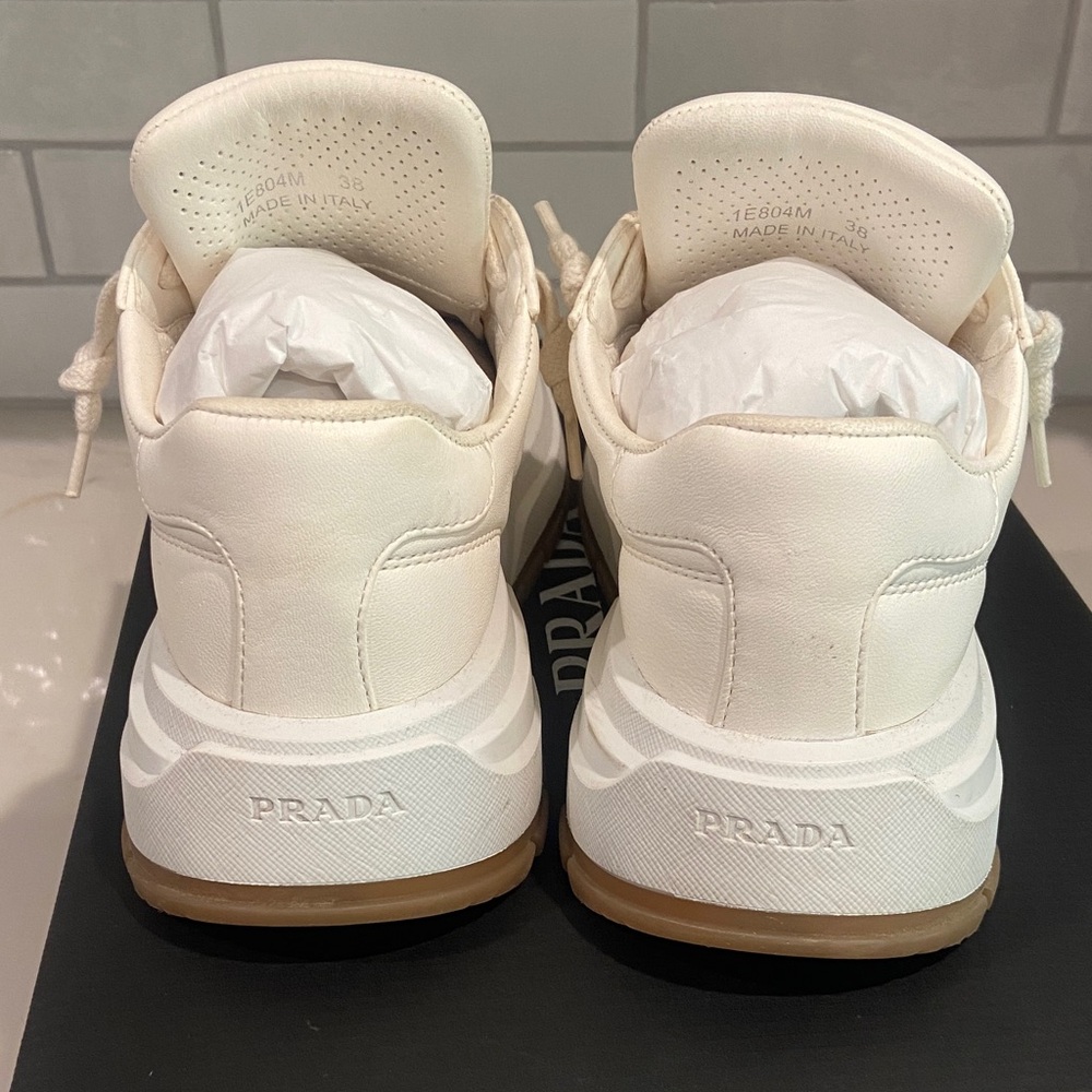 Prada Ivory Lace-Up Sneakers 38 - Picture 4 of 17
